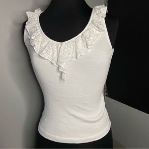 Ralph Lauren white tank top with ruffles